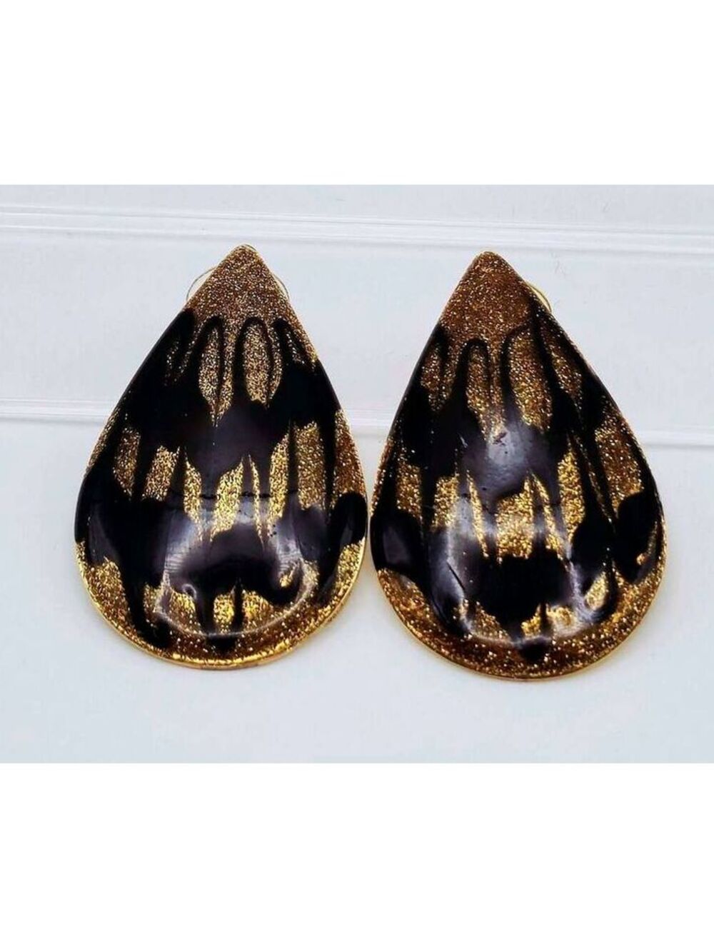 Gold Paint Drip Earrings - ,
